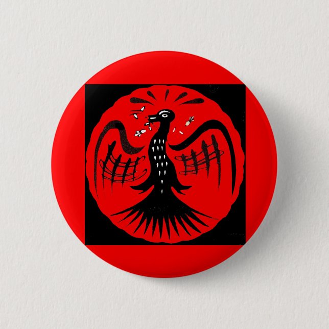 fantastic bird folk art bird button (Front)