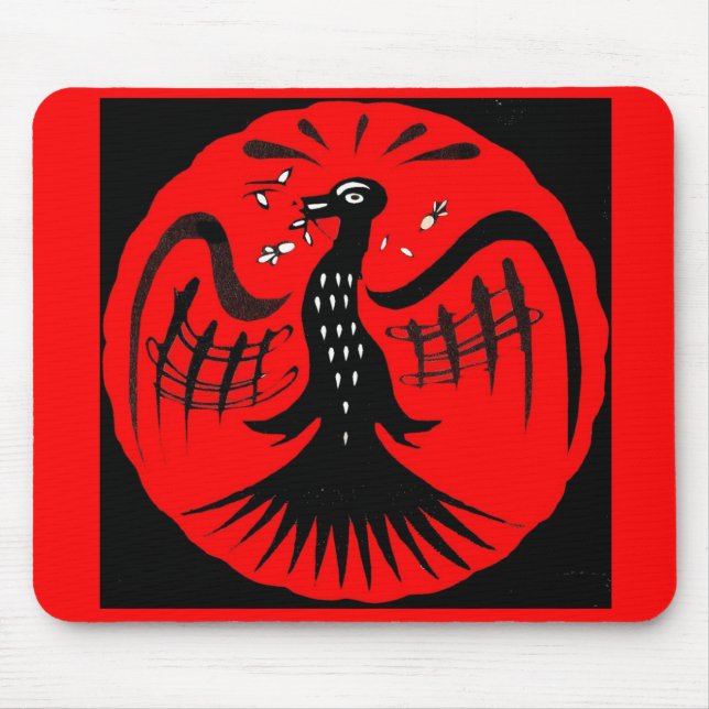fantastic bird folk art bird mouse pad (Front)