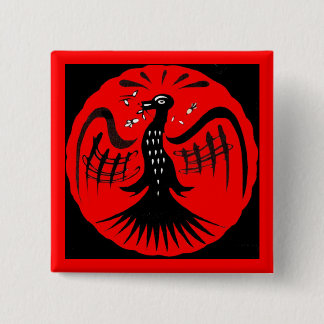 fantastic bird folk art bird pinback button