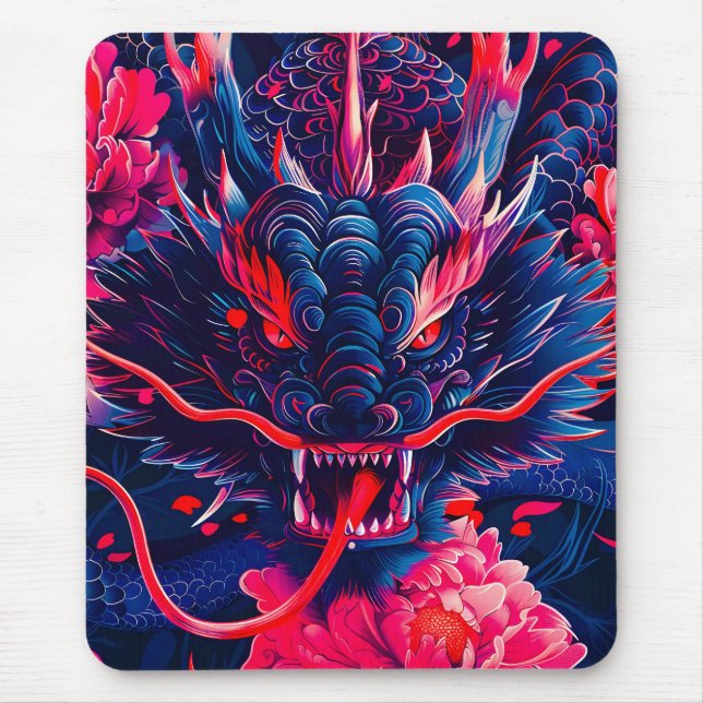Fantastic Blossom Fury Dragon Mouse Pad (Front)