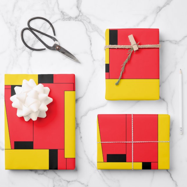 Fantastic Bright Modern Art Geometric Wrapping Paper Sheets (Front)