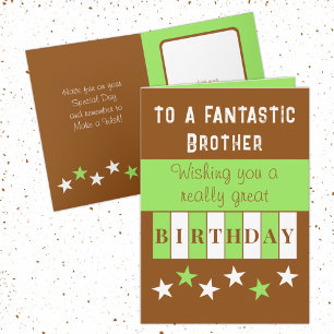 Fantastic brother brown green birthday card