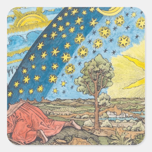Fantastic Depiction of the Solar System Square Sticker (Front)