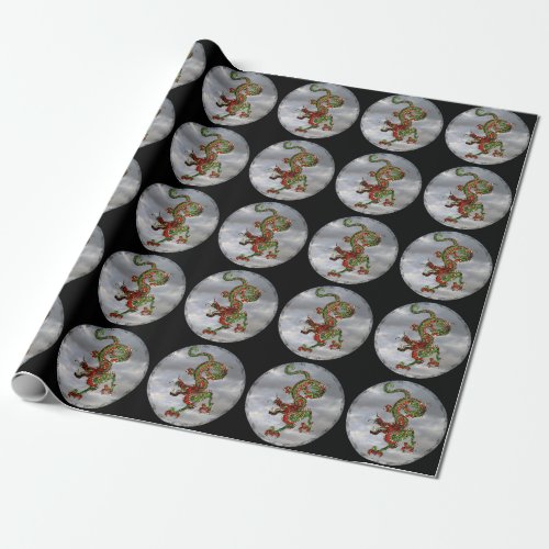 Fantastic Dragon Purple and Blue v7 Wrapping Paper