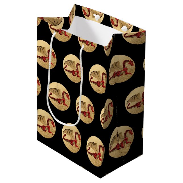 Fantastic Dragon Red and Gold v4 Medium Gift Bag (Front Angled)