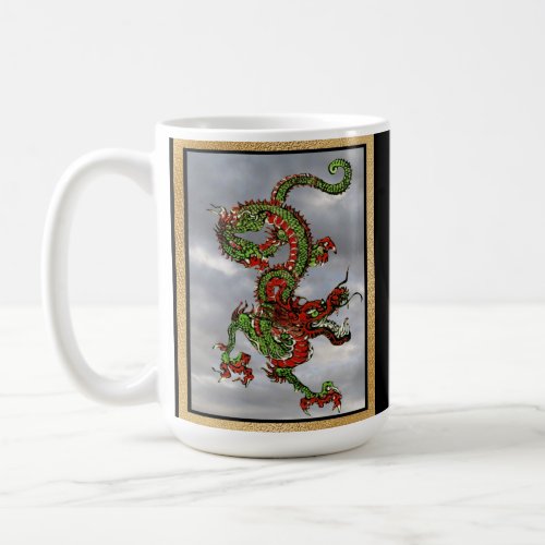 Fantastic Dragon Red and Green v9 Coffee Mug