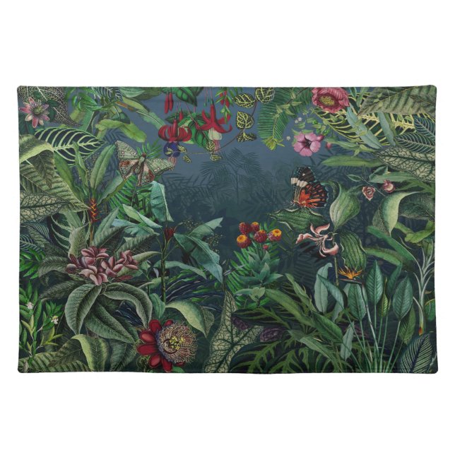 Fantastic Fabulous Midnight Rainforest Cloth Placemat (Front)