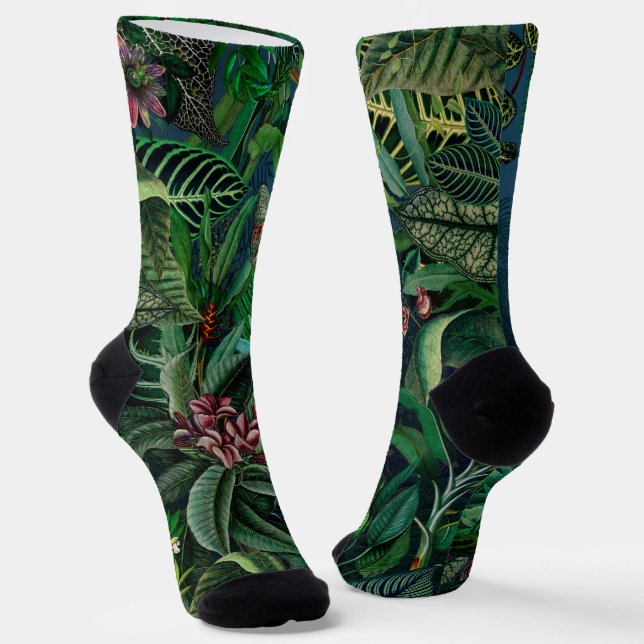 Fantastic Fabulous Midnight Rainforest Socks (Angled)