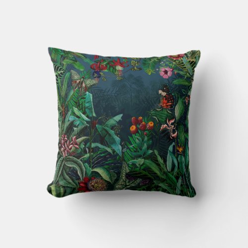 Fantastic Fabulous Midnight Rainforest Throw Pillow