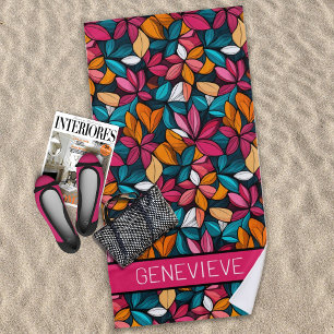 Fantastic Floral Pattern in Turquoise & Berry Beach Towel