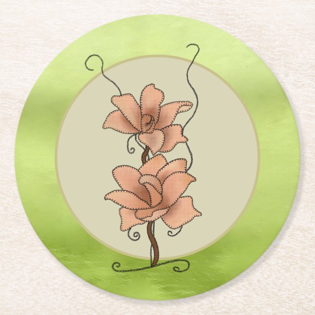 Fantastic flower round paper coaster (Front)