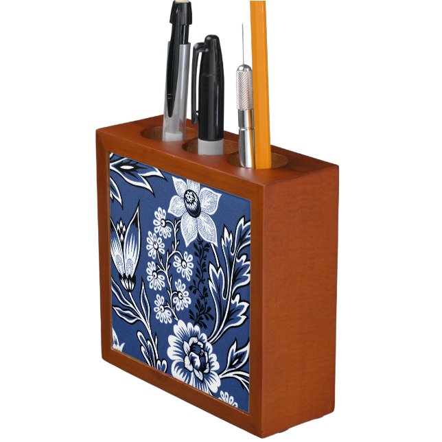 Fantastic Flowers (Blue) Desk Organizer (In Situ)