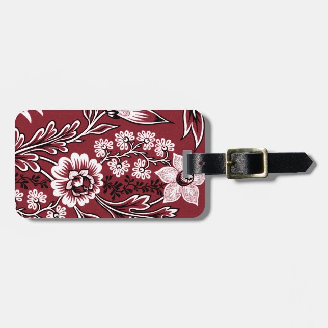 Fantastic Flowers (Maroon) Fine Art Luggage Tag (Front Horizontal)