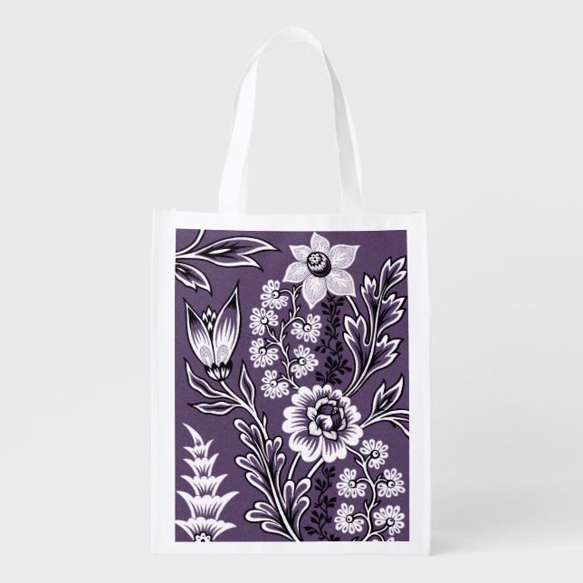 Fantastic Flowers (Plum) Fine Art Grocery Bag (Front)