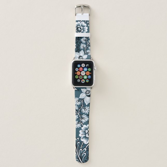 Fantastic Flowers (Slate Teal) Fine Art Apple Watch Band (Front)