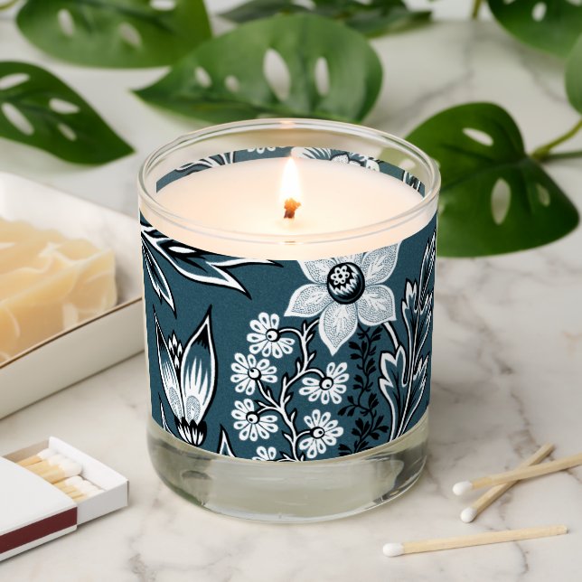 Fantastic Flowers (Slate Teal) Fine Art  Scented Candle (Lit)