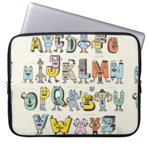 Fantastic Funny Alphabet. Wacky Doodle Letters Des Laptop Sleeve