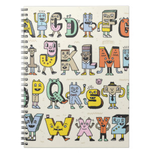 Fantastic Funny Alphabet. Wacky Doodle Letters Des Notebook