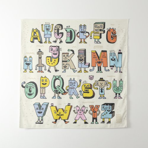 Fantastic Funny Alphabet Wacky Doodle Letters Des Tapestry