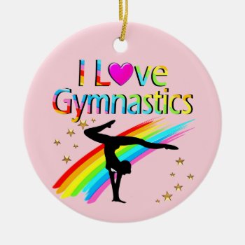 Fantastic Gymnast Girl I Love Gymnastic Design Ceramic Ornament by MySportsStar at Zazzle