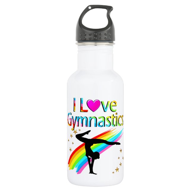 FANTASTIC GYMNAST GIRL I LOVE GYMNASTIC DESIGN STAINLESS STEEL WATER BOTTLE (Front)