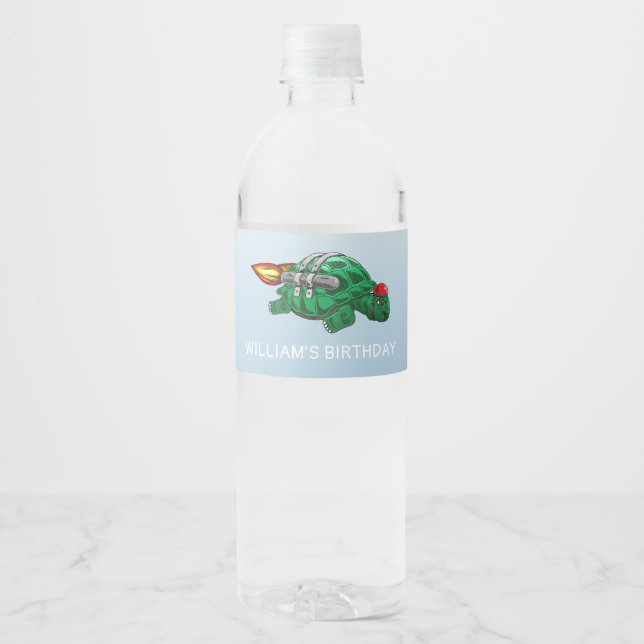 Fantastic Jetpack Turtle Water Bottle Label (Front)