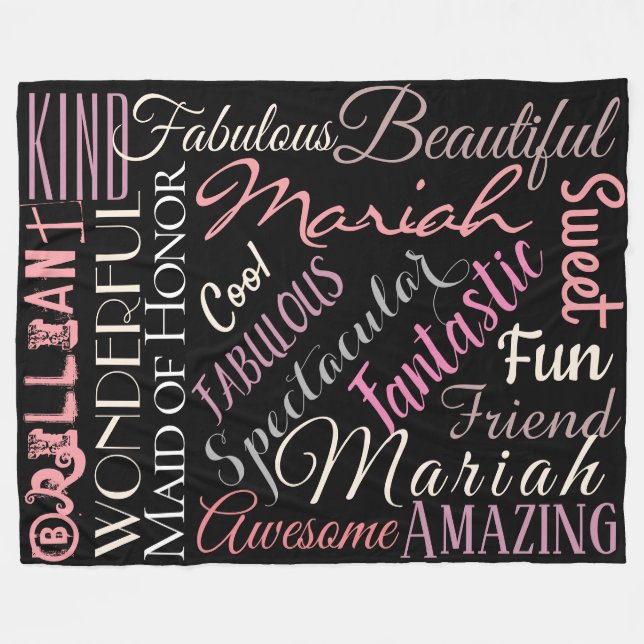 Fantastic Maid of Honor Personalize Fabulous Words Fleece Blanket (Front (Horizontal))