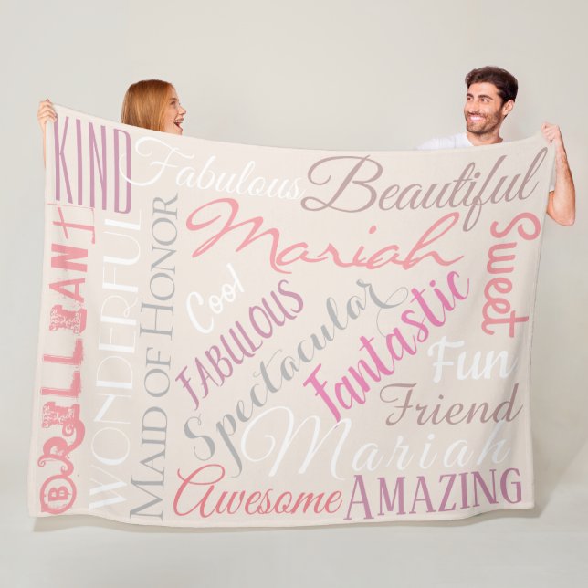 Fantastic Maid of Honor Personalize Fabulous Words Fleece Blanket (In Situ)