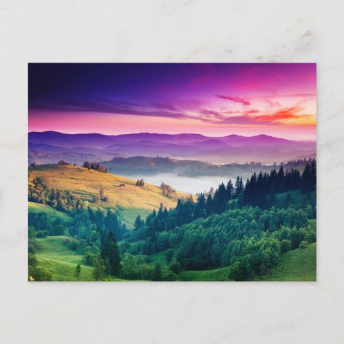 Fantastic Morning Mountain Landscape Overcast Postcard