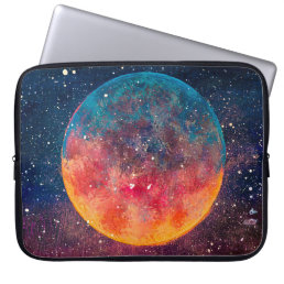 Fantastic oil painting beautiful big planet moon a laptop sleeve