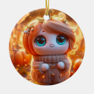 Fantastic Pumpkin Kid Ceramic Ornament