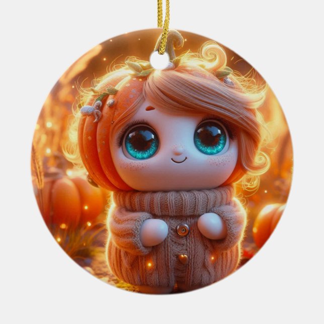 Fantastic Pumpkin Kid Ceramic Ornament (Front)