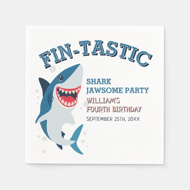 Fantastic Shark Birthday  Napkins (Front)