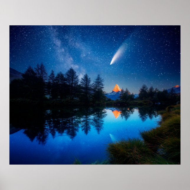 Fantastic starry sky over the Matterhorn spire. Lo Poster (Front)