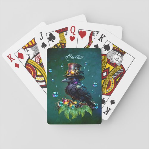 Fantastic steampunk crow playing cards