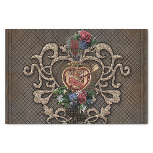 Fantastic steampunk heart tissue paper