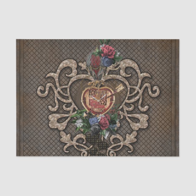 Fantastic steampunk heart tissue paper (Front)