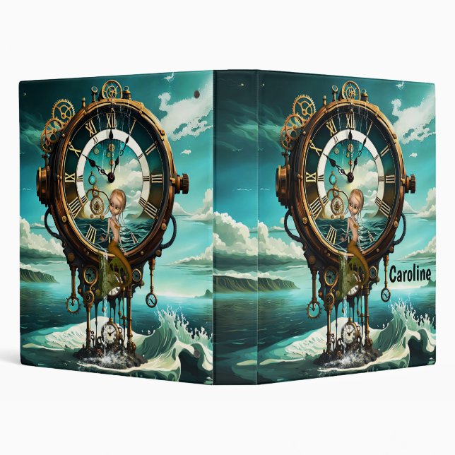 Fantastic steampunk sea clock 3 ring binder (Background)