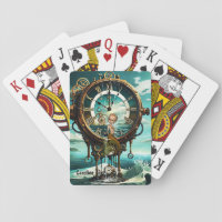 Fantastic steampunk sea clock playing cards