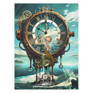 Fantastic steampunk sea clock tablecloth
