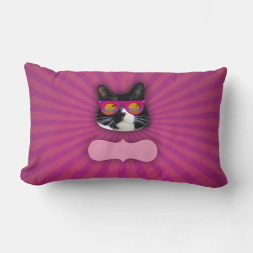 Fantastic Sunglasses Tuxedo Cat Fun Art Lumbar Pillow