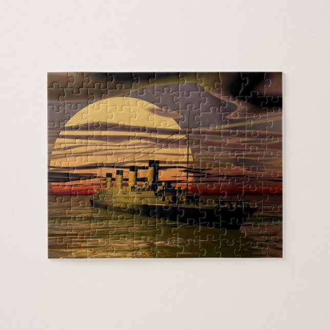 Fantastic Titanic ship by sunset Jigsaw Puzzle (Horizontal)