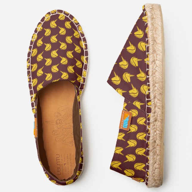 Fantastic Unicorn Golden Yellow Pattern Espadrilles (Side)