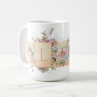 Fantastic Unicorns Floral Monogram Mug