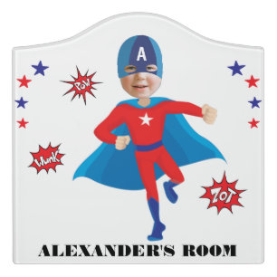 Fantastic USA Superhero Boy Birthday Tremendous Door Sign