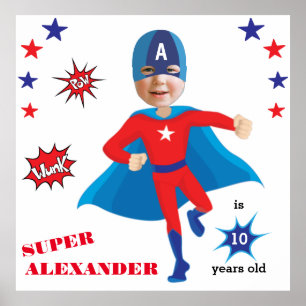 Fantastic USA Superhero Boy Birthday Tremendous Poster