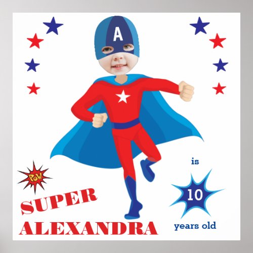 Fantastic USA Superhero Girl Birthday Sensational Poster