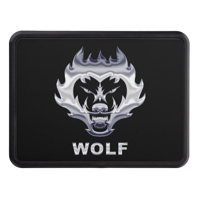 Fantastic Wolf Face Steel Design Hitch Cover (Front)