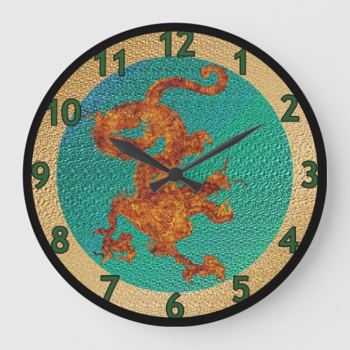 Fantastic Wood Dragon v10 Large Clock