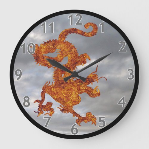 Fantastic Wood Dragon v11 Large Clock